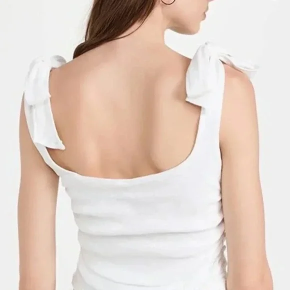 Free People FP Movement Women's Boulevard Tank Top White Ties at Shoulder NWOT S - Picture 2 of 6